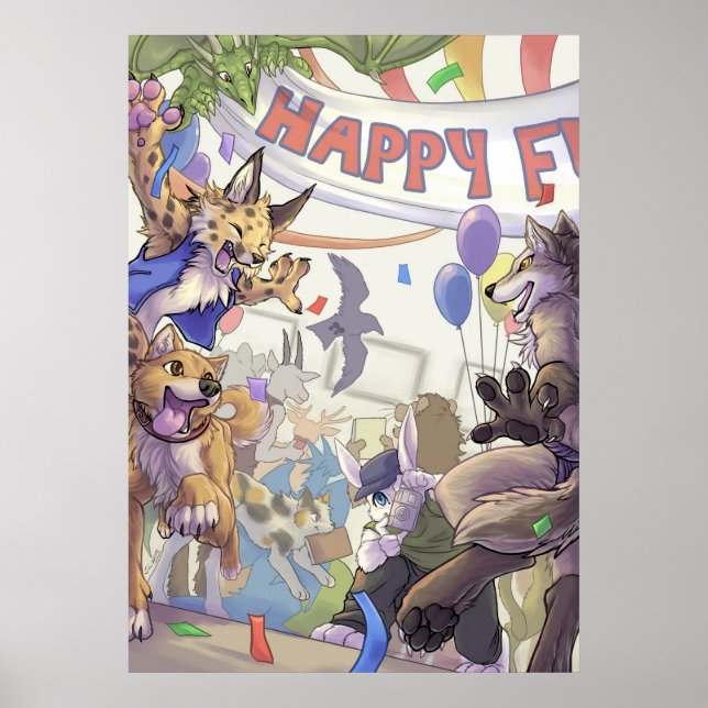 Póster Feliz peluche con poster (Frente)
