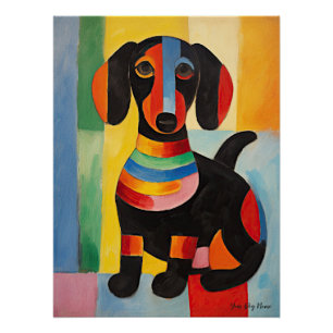 Póster Feliz perro de Dachshund 03 - Kaori