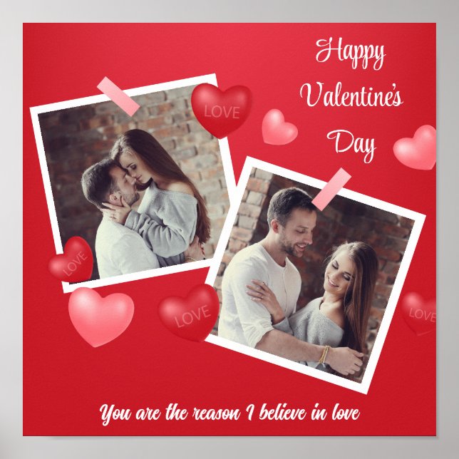Póster Feliz Personalizado de San Valentín, foto y texto (Frente)