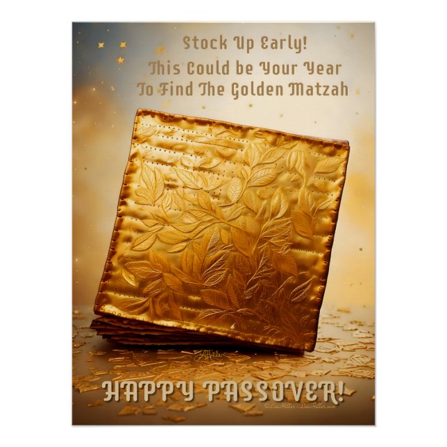 Póster ¡Feliz Pésaj! Matzá dorada (Anverso)