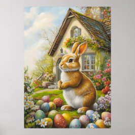 Póster Feliz pintura de conejo de Pascua