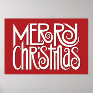 Póster Feliz Poster blanco de Navidad
