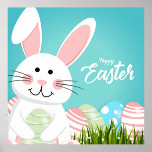 Póster Feliz Poster Conejo de Pascua
