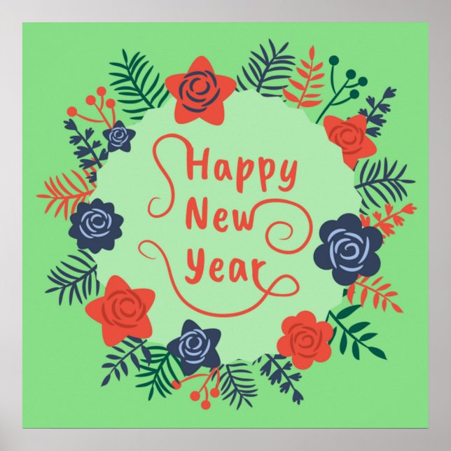 PÓSTER FELIZ POSTER DE AÑO NUEVO (Frente)