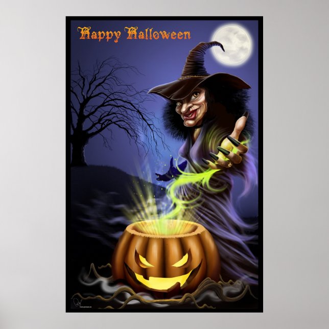 Póster Feliz poster de brujas de Halloween (Frente)