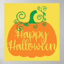 Póster Feliz Poster de calabaza de Halloween