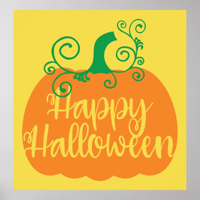 Póster Feliz Poster de calabaza de Halloween (Frente)