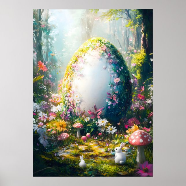 Póster Feliz Poster de fantasías del bosque de huevos de  (Frente)