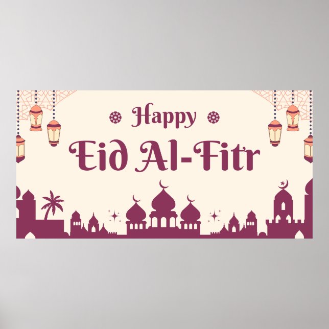 Póster Feliz poster de fondo de Eid Mubarak Eid Fiesta (Frente)