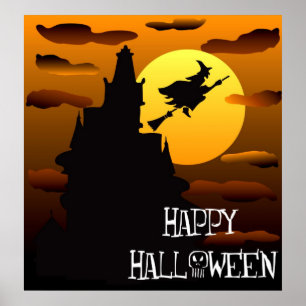 Póster Feliz Poster de la casa de Halloween 2