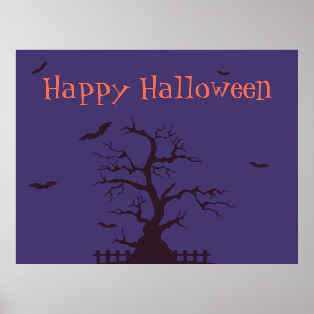 Póster Feliz Poster de murciélagos de Halloween - Fantasm (Frente)