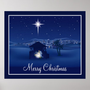 Póster Feliz Poster de Natividad de Navidad