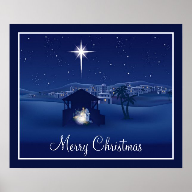 Póster Feliz Poster de Natividad de Navidad (Frente)