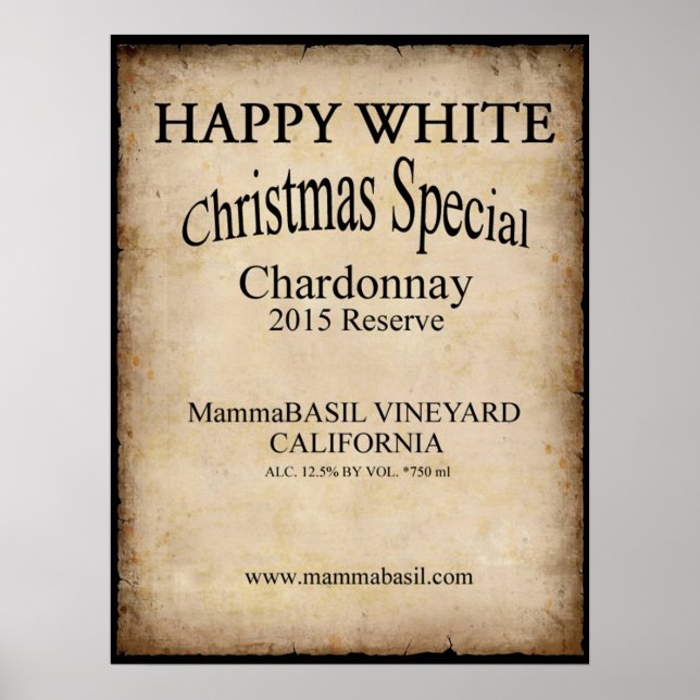 Póster ¡Feliz Poster de Navidades de vino blanco! (Frente)