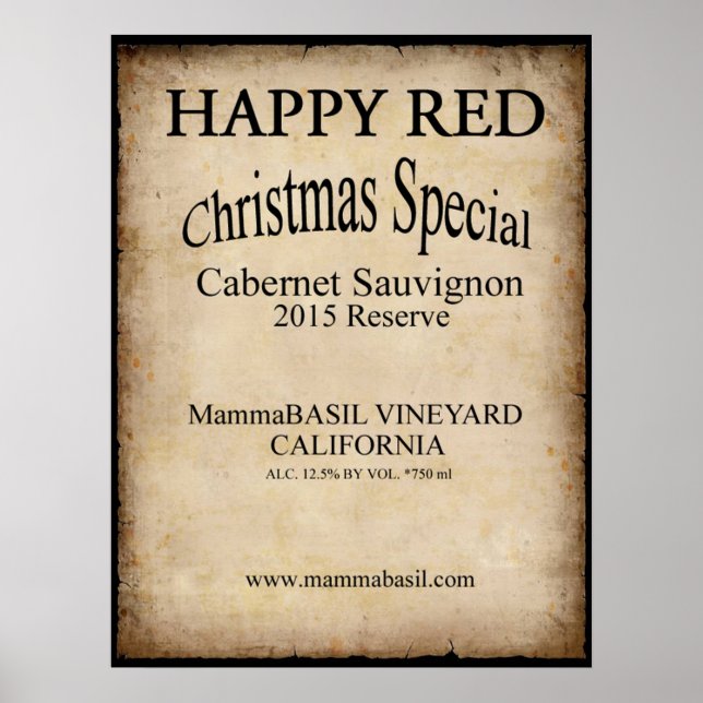 Póster ¡Feliz Poster de Navidades de Vino Rojo! (Frente)
