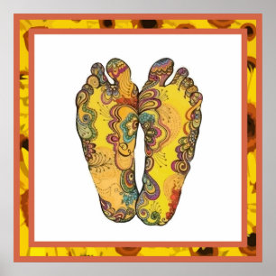 Póster Feliz Poster de pies hippy de Tappin'