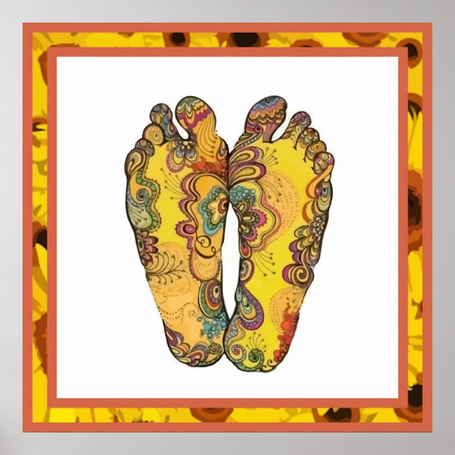 Póster Feliz Poster de pies hippy de Tappin' (Frente)
