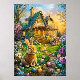 Póster Feliz Poster de Primavera de Bunny de Pascua