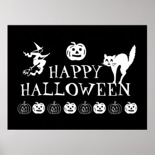 Póster Feliz poster decorativo espeluznante de Halloween
