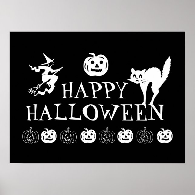 Póster Feliz poster decorativo espeluznante de Halloween (Frente)