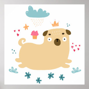 Póster Feliz Poster Puggy