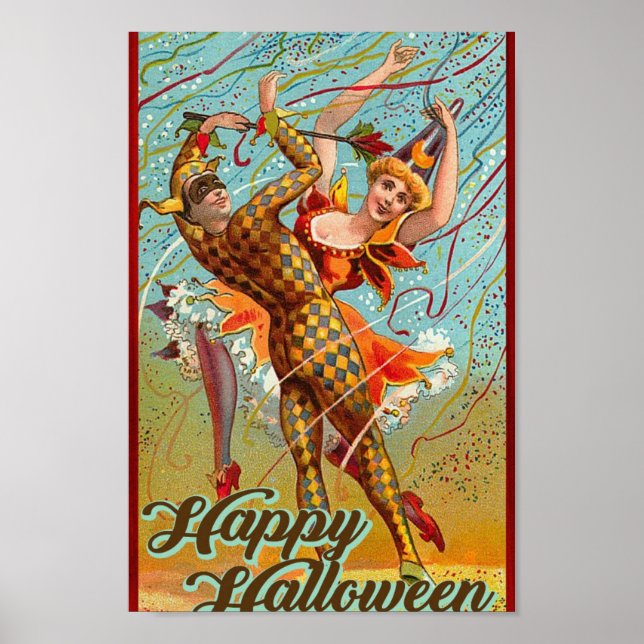 Póster Feliz Poster retro de Halloween (Frente)