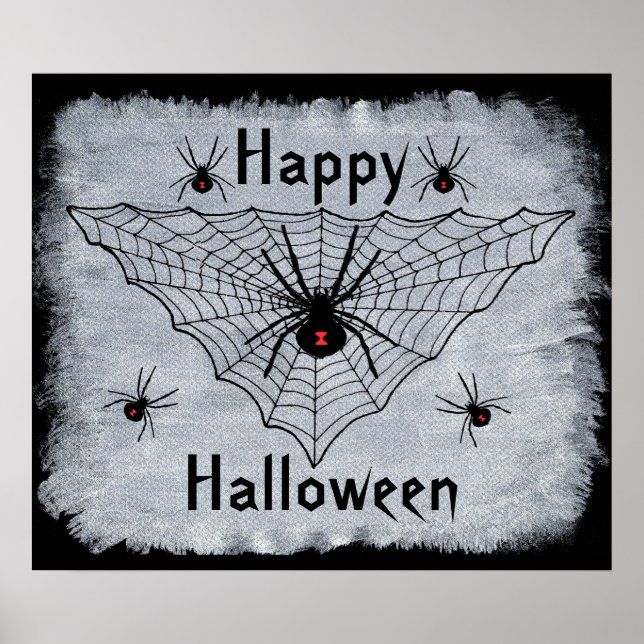 Póster Feliz Poster web de Halloween Black Widder Spider (Frente)