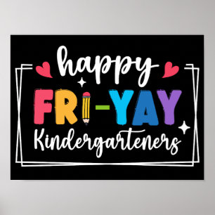 Póster Feliz primer año a un profesor de viernes divertid