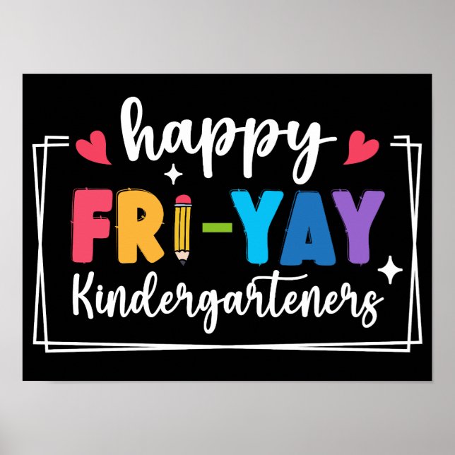 Póster Feliz primer año a un profesor de viernes divertid (Frente)