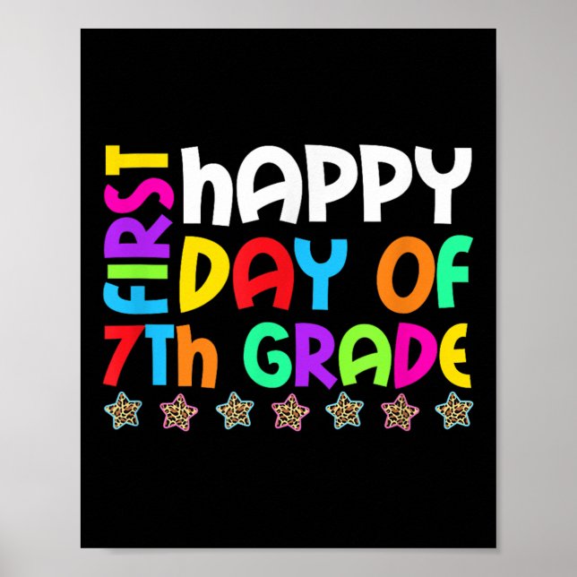 Póster Feliz Primer Día De 7mo Grado De Regreso A La Escu (Frente)