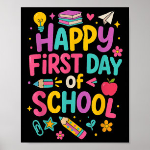 Póster Feliz Primer Día De Clase Profesor Estudiante De V