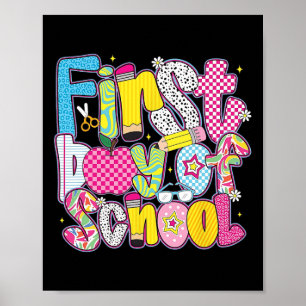 Póster Feliz Primer Día De Clases Hola Maestro Niños Ck A