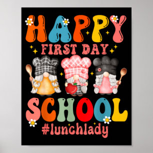 Póster Feliz Primer Día De Comida Para Trabajadora De Caf