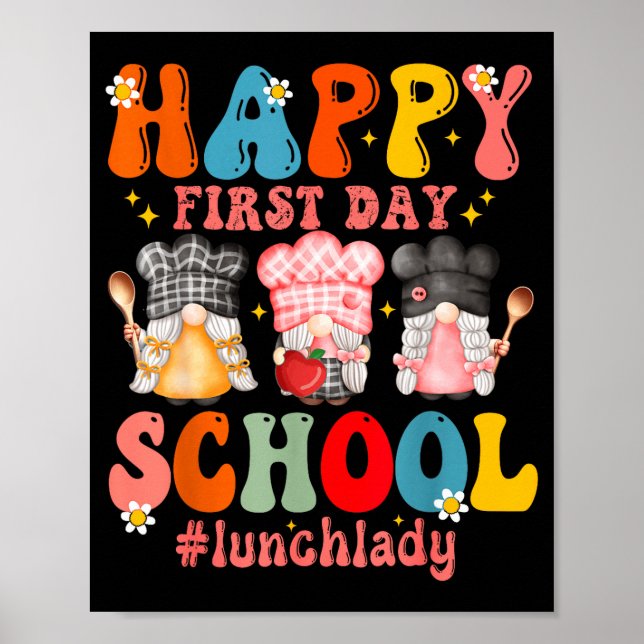 Póster Feliz Primer Día De Comida Para Trabajadora De Caf (Frente)