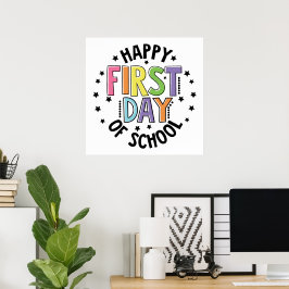 Póster Feliz Primer Día De Educación Escolar De Maestros