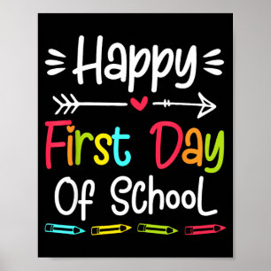 Póster Feliz primer día de escuela divertido regreso a cl