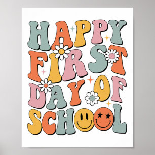 Póster Feliz Primer Día De Escuela Maestros Niños Regresa