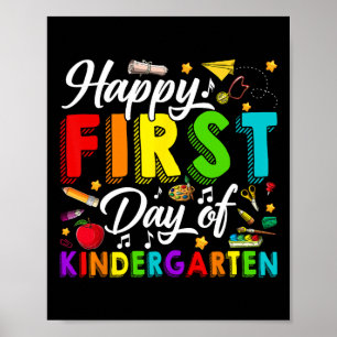 Póster Feliz Primer Día De Jardín De Infantes De Regreso