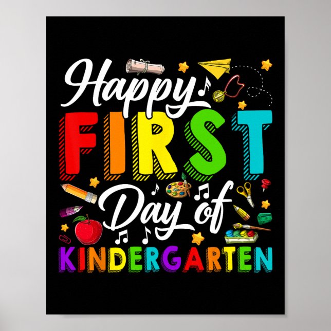 Póster Feliz Primer Día De Jardín De Infantes De Vuelta A (Frente)