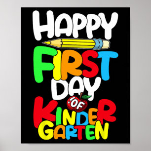 Póster Feliz Primer Día De Kindergarten Maestro Byck A Sc