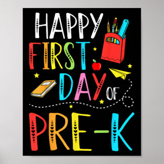Póster Feliz Primer Día De Maestra De Pre-k Estudiantes N