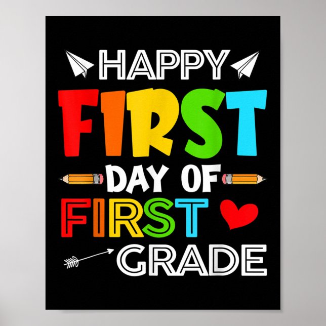 Póster Feliz Primer Día De Niños Gradosos De Primer Grado (Frente)