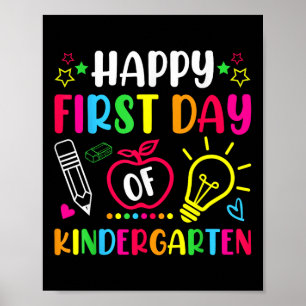Póster Feliz Primer Día De Niños Maestros De Jardines De