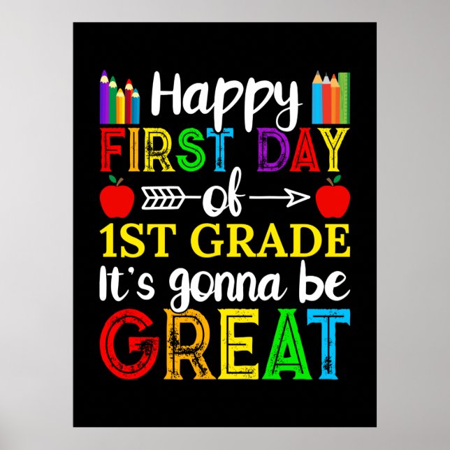 Póster Feliz Primer Día De Primer Grado (Frente)