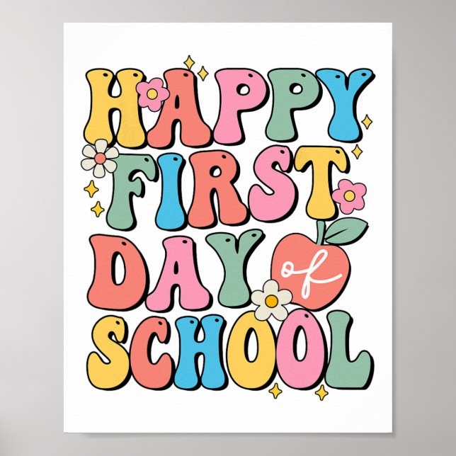 Póster Feliz Primer Día Del Colegio Profesores Niños Ck A (Frente)
