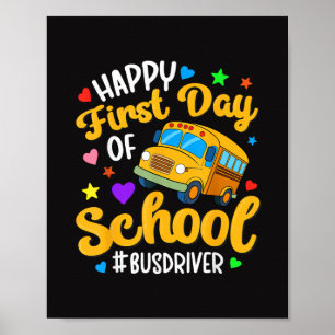 Póster Feliz Primer Día del Conductor de Autobús Escolar 