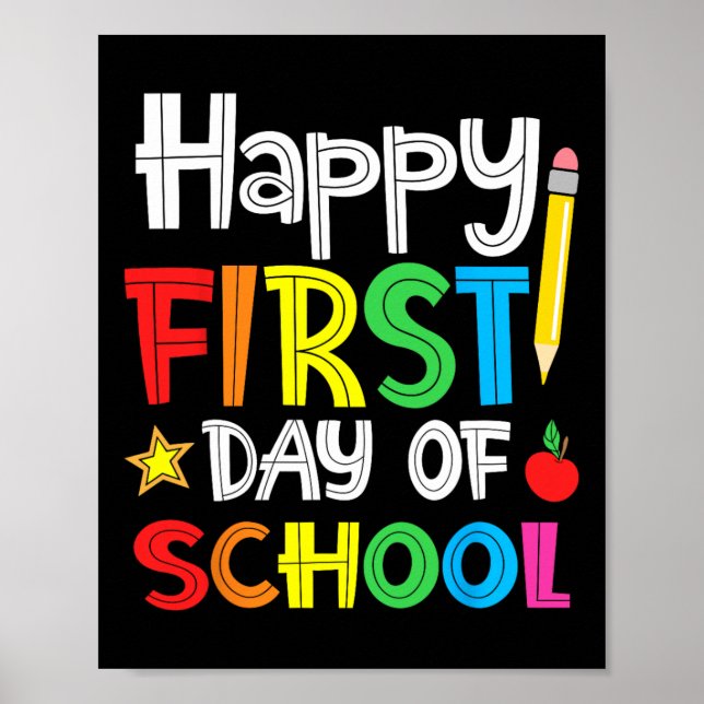 Póster Feliz primer día escolar de vuelta a la escuela (Frente)