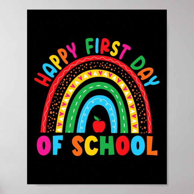 Póster Feliz primer día escolar de vuelta a la escuela B (Frente)