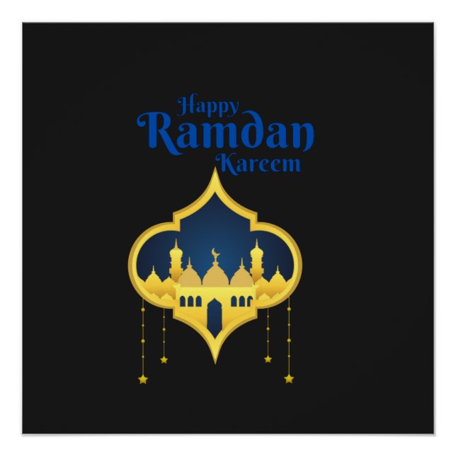 Póster Feliz Ramadán Kareem 2024, Eid Mubarak (Anverso)