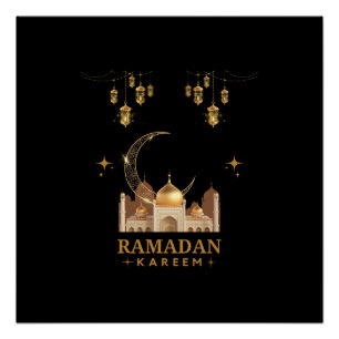 Póster Feliz Ramadan Kareem -Saludos de Eid Mubarak
